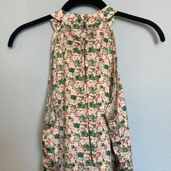 Vila Womens Size 40 (US 8) High Halter Neck Asymmetrical Ruffle Hem Floral Dress - Picture 6 of 14